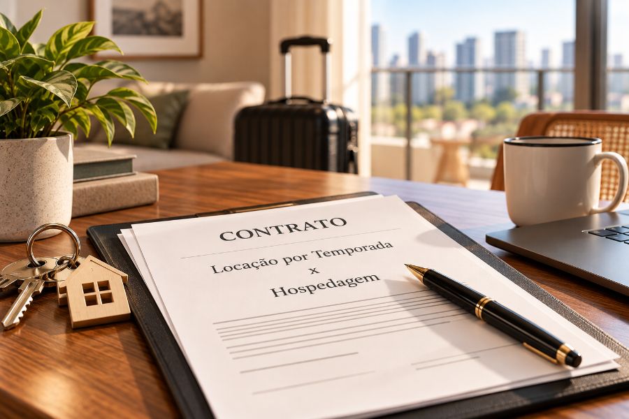 Existe diferença jurídica entre contrato de locação por temporada e contrato de hospedagem?